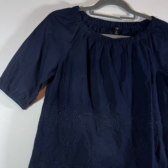 TALBOTS OFF THE SHOULDER Women TOP BLOUSE BLUE SPRING SUMMER Sp 100% Cotton - Picture 3 of 11